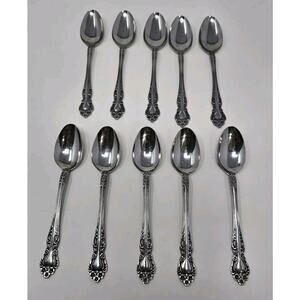 Ekco Eterna Stainless BEAUMONT Floral Silverware Flatware 10 Spoons Vintage Tea